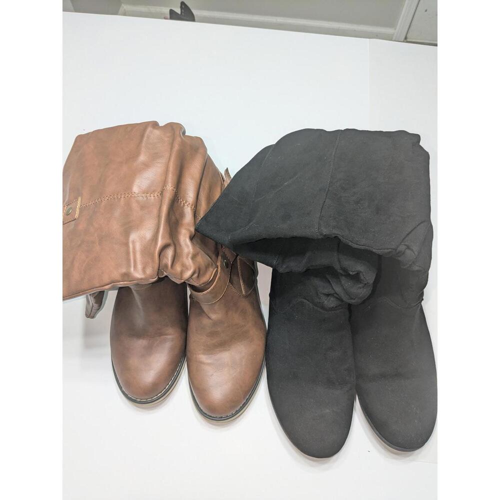 Pair of Women's Knee-High Boots in Brown and Black